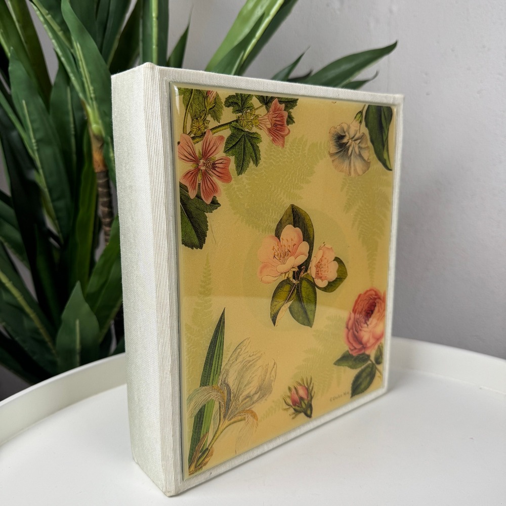 Vintage Floral Photo Album 4x6 Cream Fabric Botanical Handmade Cottagecore